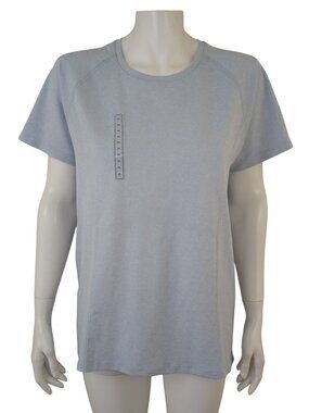 CALIA Focus Seamless Tee Blue Spacedye Crew Neck Short Sleeve